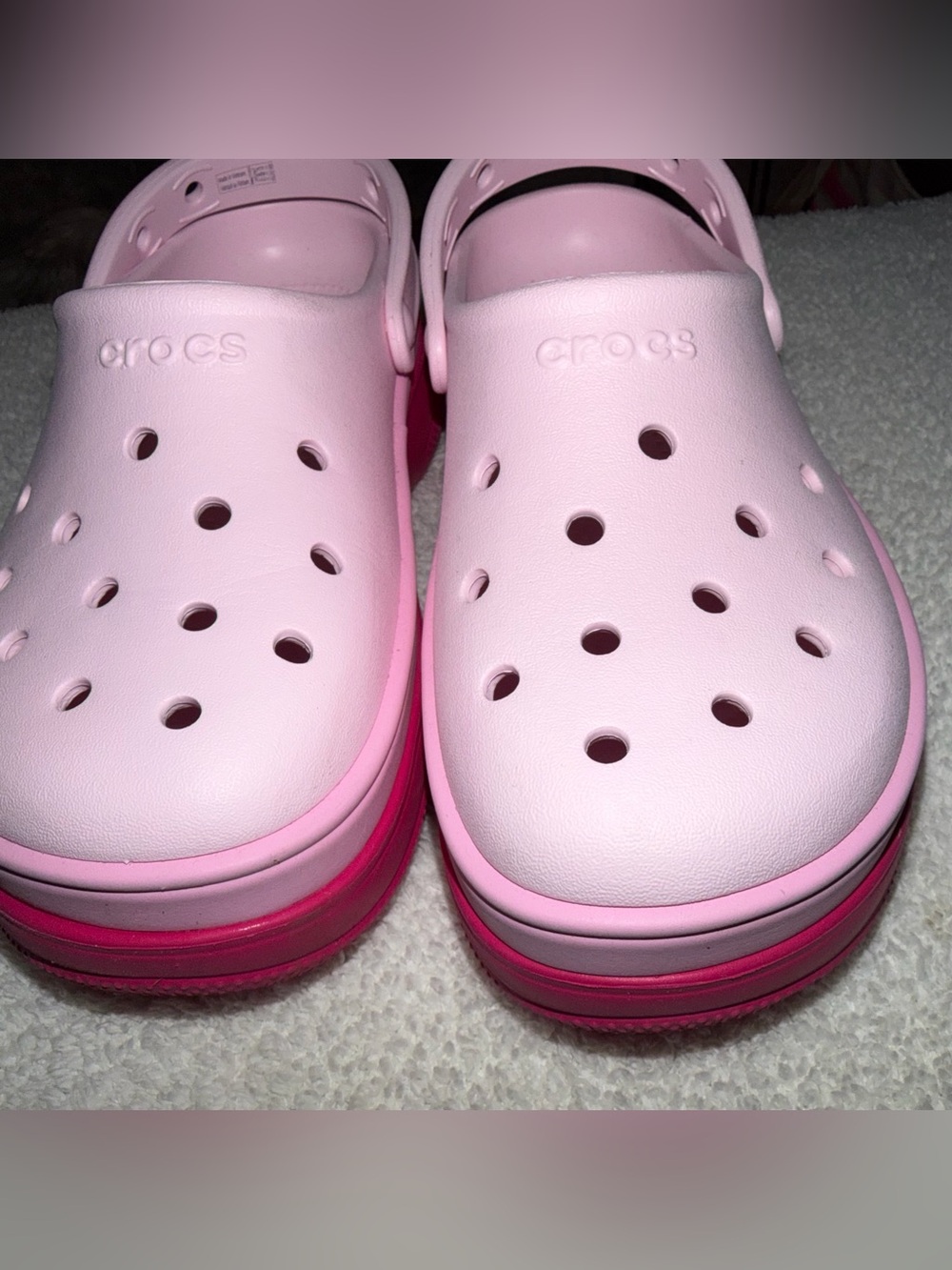 CROCS Two-Tone Pink Platform Clogs - Picture 2 of 4